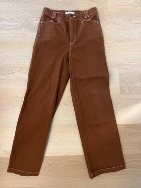 Madewell The Emmett Wide-Leg Pant: Garment Dyed Edition in Clifftop Brown